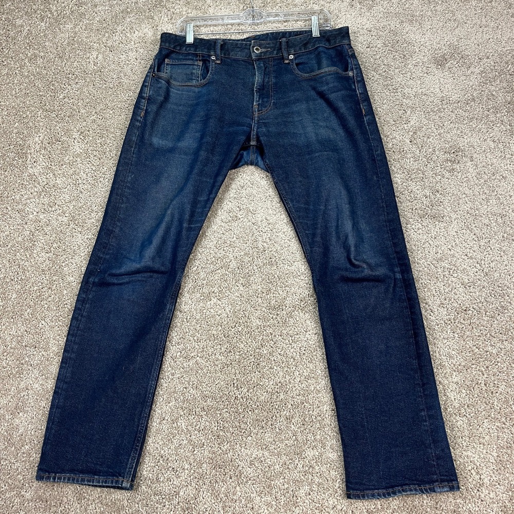 Bonobos Jean‎ Mens 34x28 Dark Wash Blue Straight Leg 5 Pocket Stretch Denim